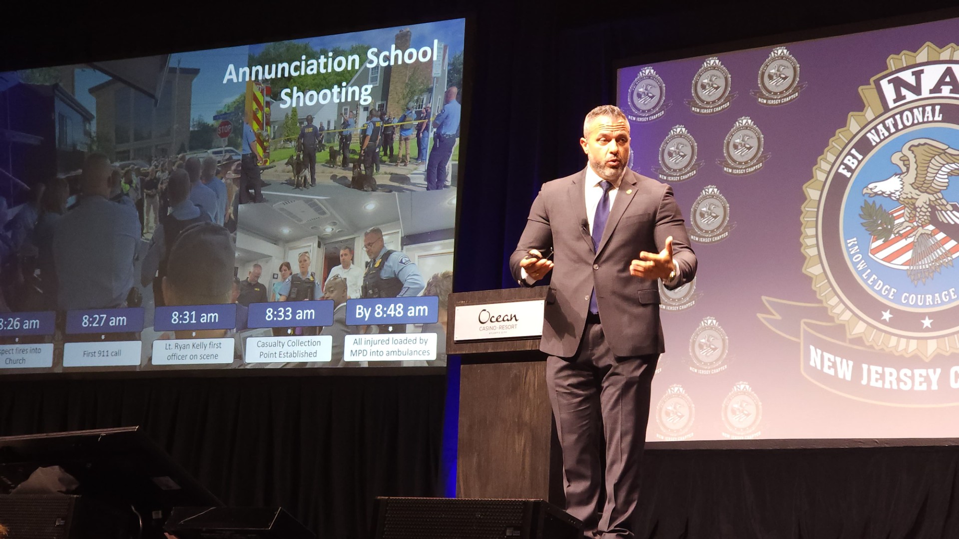 Brian O'Hara speaking at the FBI National Academy